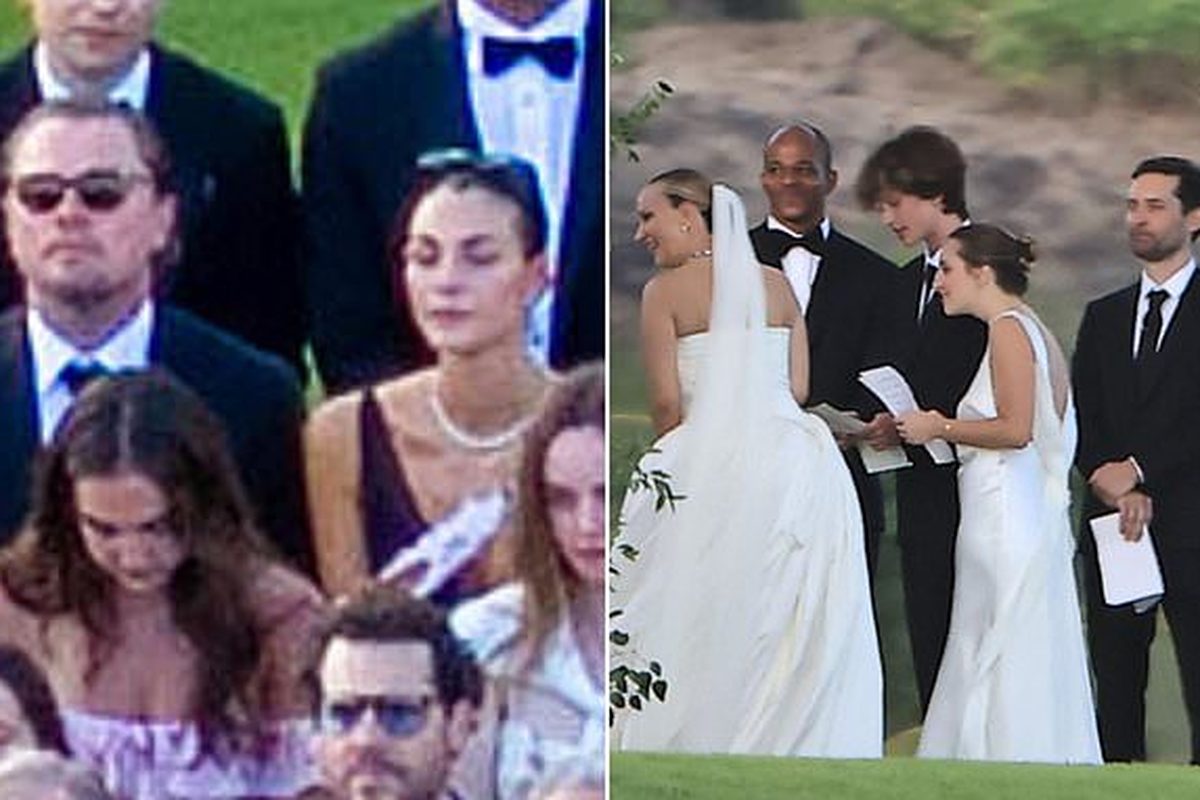 DiCaprio & Ceretti at ex-wife's wedding with ex-husband officiating